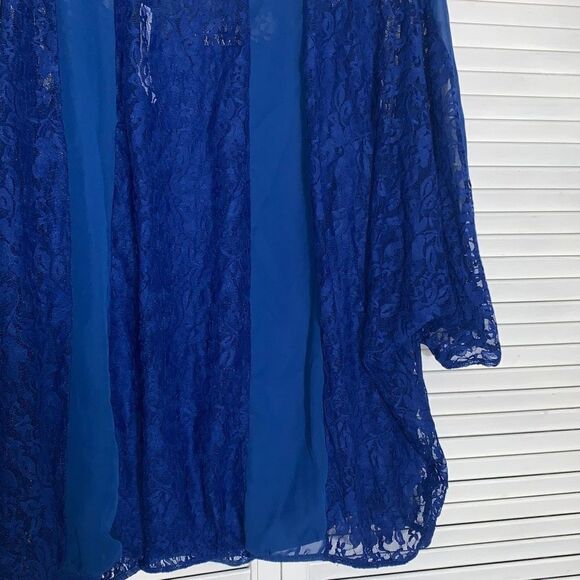 NWT Blue Sheer Lace Double Layered Floaty Top Size 3X - Picture 13 of 16